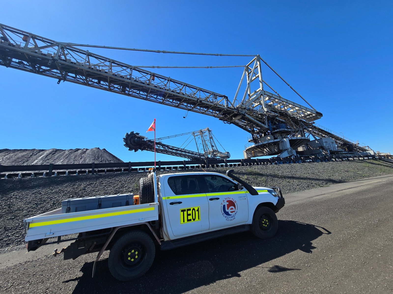 Tannins Electrical ute at bucketwheel site